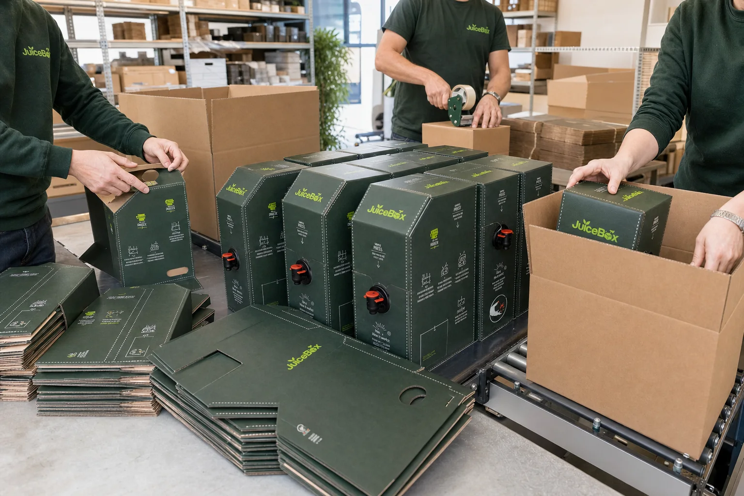 JuiceBox Produkte werden für den Versand verpackt